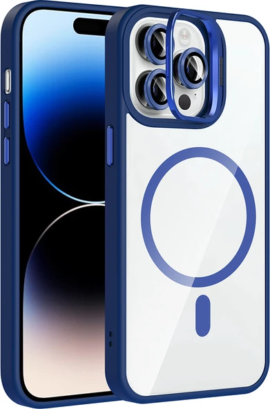 iPhone 14 Pro Max Kılıf Standlı ve Kamera Lens Hediyeli M-Safe Şarj Özellikli Mnc Etro Kapak - Laci ürün görseli 1
