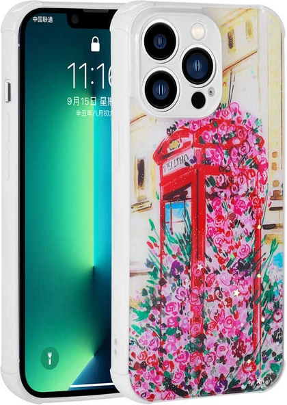 iPhone 12 Pro Max Uyumlu Simli Desenli Kamera Korumalı Parlak Mnc Popy Kapak-Kulübe ürün görseli 1