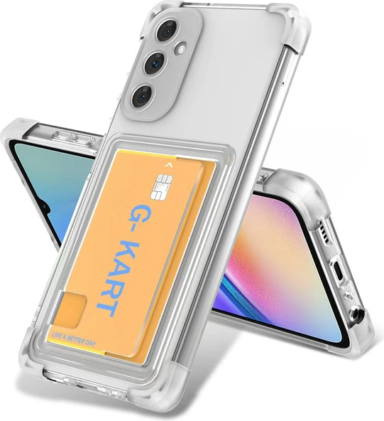 Galaxy S24 Fe Kılıf Airbag Tasarımlı Şeffaf Kartlıklı Mnc G-Kart Kapak-Şeffaf ürün görseli 1