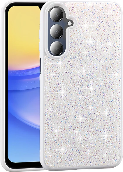 Galaxy A16 Kılıf Parlak Taşlı Tasarım Mnc Pırlanta Kapak - Beyaz ürün görseli 1