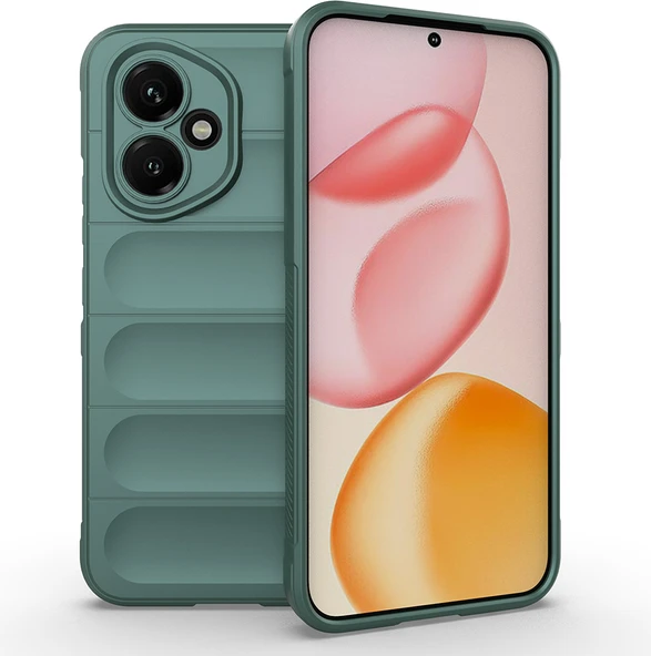 Honor 400 Kılıf Esnek Tpu Oyuklu Arka Yüzey Tasarımlı Mnc Etnik Silikon Kapak - Koyu Yeşil ürün görseli 1