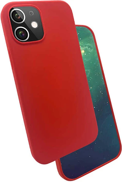 iPhone 12 Uyumlu Mnc Silk Silikon-Kırmızı ürün görseli 1