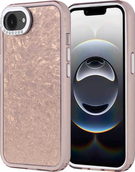 iPhone 16E Kılıf Taşlı Tasarımlı  Mnc Kapi Kapak - Gold ürün görseli 1