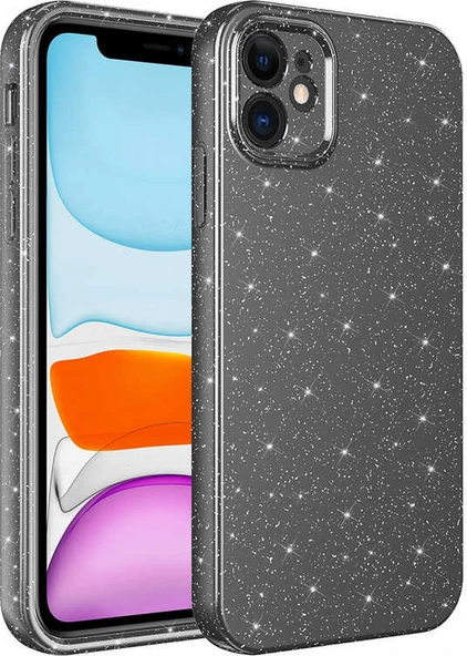 iPhone 11 Uyumlu Kamera Korumalı Simli Lüks Mnc Koton Kapak-Gri ürün görseli 1
