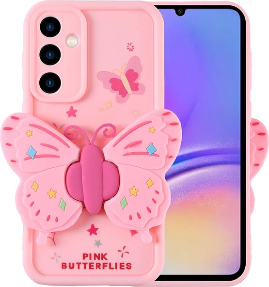 Galaxy A05S Kılıf Kamera Korumalı Figür Tasarımlı Mnc Kapya Kapak-Pembe Açık ürün görseli 1