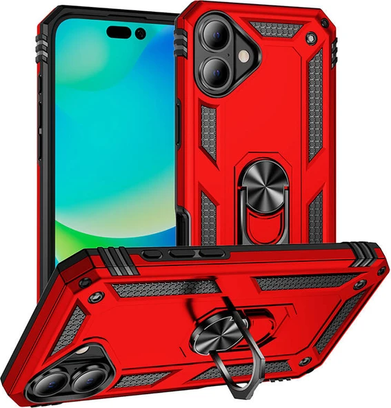 Apple iPhone 16 Kılıf Mnc Vega Kapak-Kırmızı ürün görseli 1