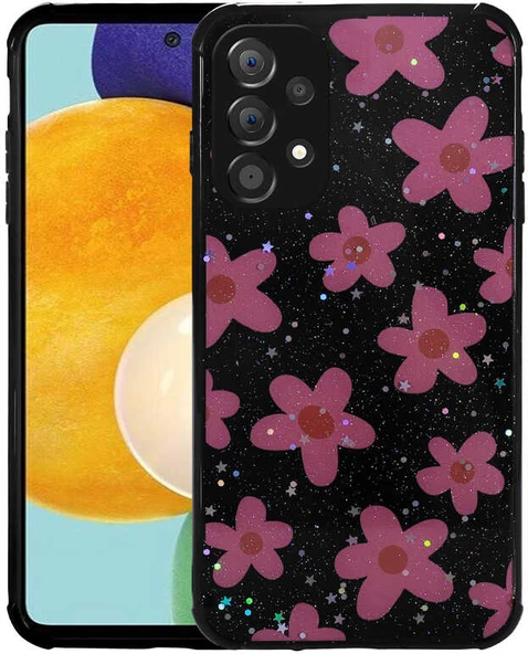 Galaxy A53 5g Kılıf Simli Desenli Kamera Korumalı Parlak Mnc Popy Kapak-Çiçek ürün görseli 1