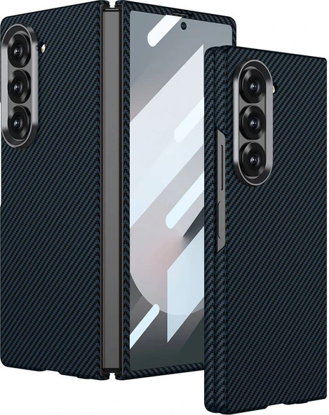 Galaxy Z Fold 6 Kılıf Kamera Korumalı Karbon Fiber Tasarımlı Arka Yüzey Mnc Kıpta Karbon Kapak-Laci ürün görseli 1