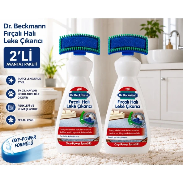 Dr. Beckmann Fırçalı Halı Leke Çıkarıcı 650 ml 2'li Avantaj Paketi | Oxy Power Formüllü Halı ve Döşeme Temizleyici ürün görseli 1