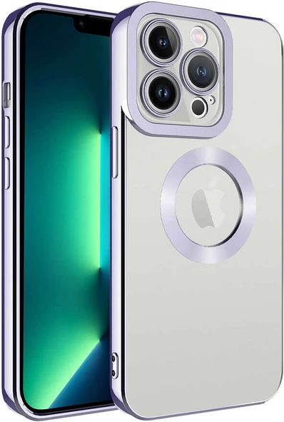 iPhone 13 Pro Max Kılıf Kamera Korumalı Logo Gösteren Mnc Omega Kapak-Lila ürün görseli 1