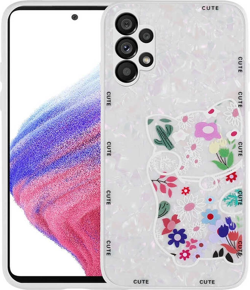 Galaxy A13 4g Kılıf Desenli Sert Silikon Mnc Mumila Kapak-White Cat ürün görseli 1