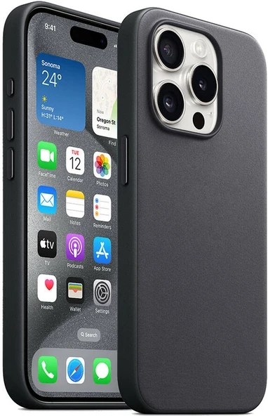 Apple iPhone 15 Pro Kılıf Mnc Magsafe Şarj Özellikli Mikro Fiber Optimal Kapak-Siyah ürün görseli 1