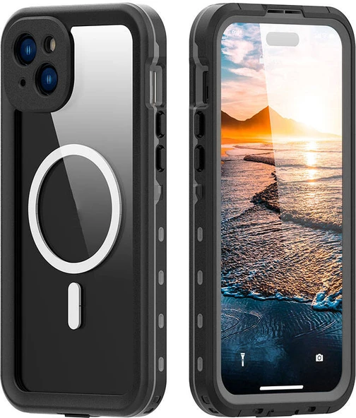 iPhone 15 Plus Uyumlu 1-1 Su Geçirmez Kılıf-Siyah ürün görseli 1