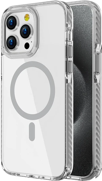 Apple iPhone 14 Pro Kılıf Magsafe Şarj Özellikli Airbagli Takılabilir Askı Aparatlı Mnc Nana Kapak-Gri ürün görseli 1