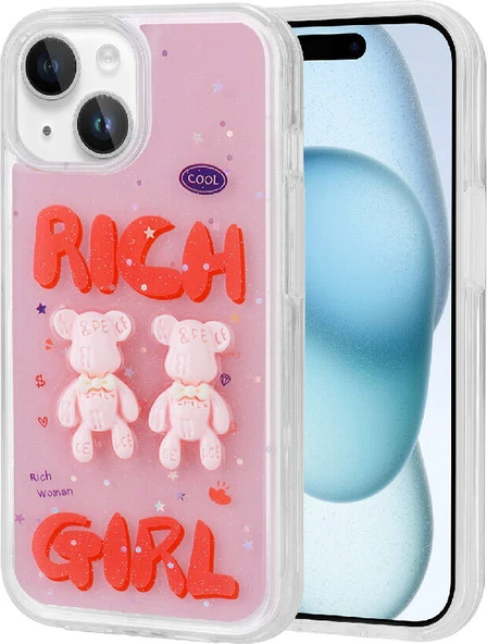 Apple iPhone 14 Kılıf Kabartma Figürlü Parlak Mnc Minimini Silikon Kapak-Kırmızı ürün görseli 1