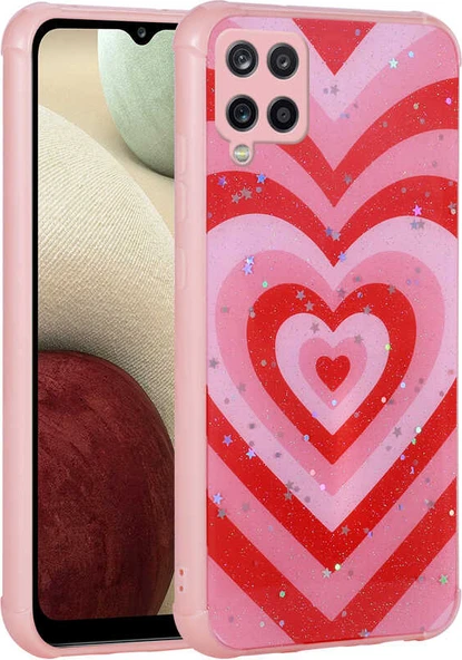 Galaxy M33 Kılıf Simli Desenli Kamera Korumalı Parlak Mnc Popy Kapak-Kalp ürün görseli 1