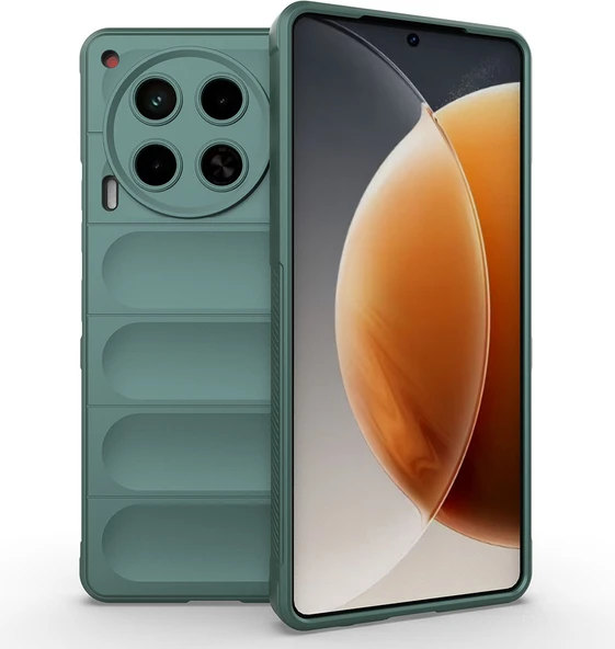 Tecno Spark 30 4g Kılıf Esnek Tpu Oyuklu Arka Yüzey Tasarımlı Mnc Etnik Silikon Kapak - Koyu Yeşil ürün görseli 1