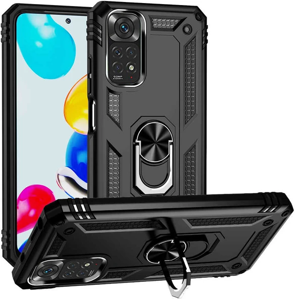 Xiaomi Redmi Note 11 Global Kılıf Mnc Vega Kapak-Siyah ürün görseli 1