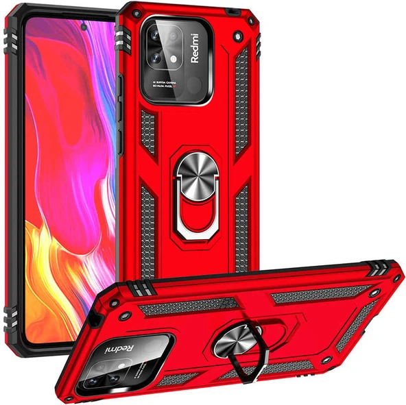 Xiaomi Redmi 10C Kılıf Mnc Vega Kapak-Kırmızı ürün görseli 1