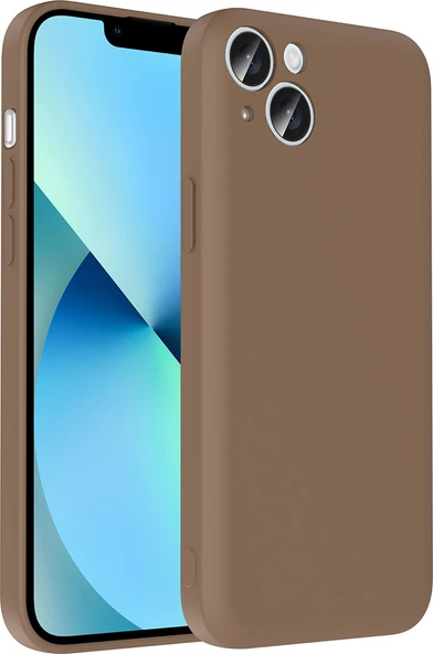 iPhone 13 Kılıf Kamera Korumalı Kartlık Hazneli Mnc Vitra Kapak - Kahverengi ürün görseli 1