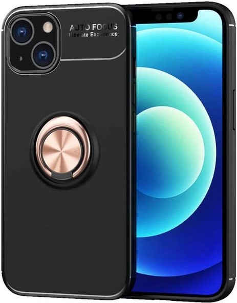 iPhone 13 Mini Uyumlu Mnc Ravel Silikon Kapak-Siyah-Rose Gold ürün görseli 1