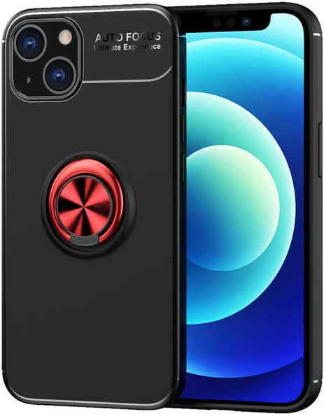 iPhone 13 Mini Uyumlu Mnc Ravel Silikon Kapak-Siyah-Kırmızı ürün görseli 1