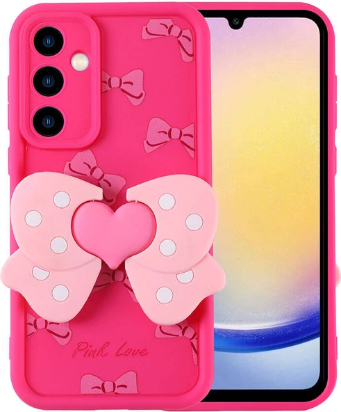 Galaxy A25 Kılıf Kamera Korumalı Figür Tasarımlı Mnc Kapya Kapak-Pembe Koyu ürün görseli 1