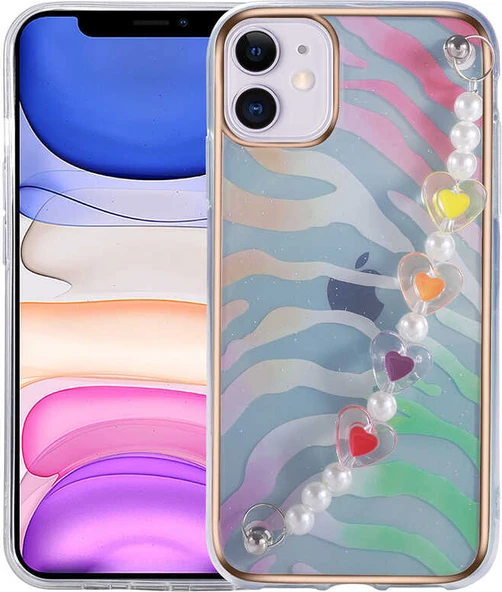 iPhone 12 Kılıf Mnc Pilla Kapak-Pembe-Yeşil ürün görseli 1