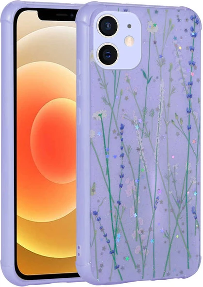 iPhone 11 Uyumlu Simli Desenli Kamera Korumalı Parlak Mnc Popy Kapak-Dallar ürün görseli 1