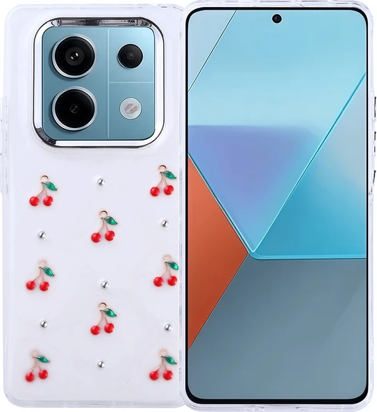 Redmi Note 14 Pro 4g Kılıf Airbag Tasarımlı Simli Şeffaf Mnc Kutup Kapak - Kiraz ürün görseli 1