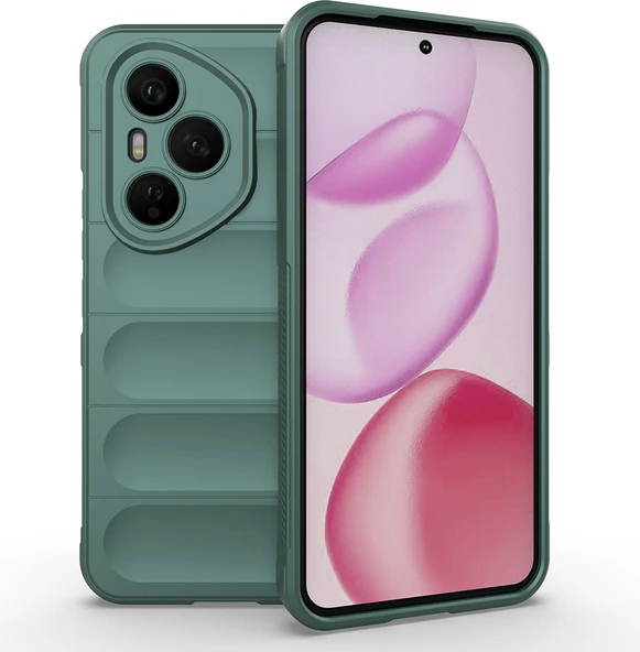 Honor 400 Pro Kılıf Esnek Tpu Oyuklu Arka Yüzey Tasarımlı Mnc Etnik Silikon Kapak - Koyu Yeşil ürün görseli 1