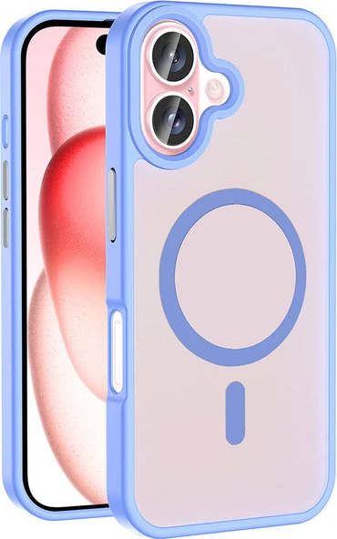 iPhone 16 Kılıf Magsafe Şarj Özellikli Mat Arka Yüzey Mnc Sio Kapak-Lila ürün görseli 1