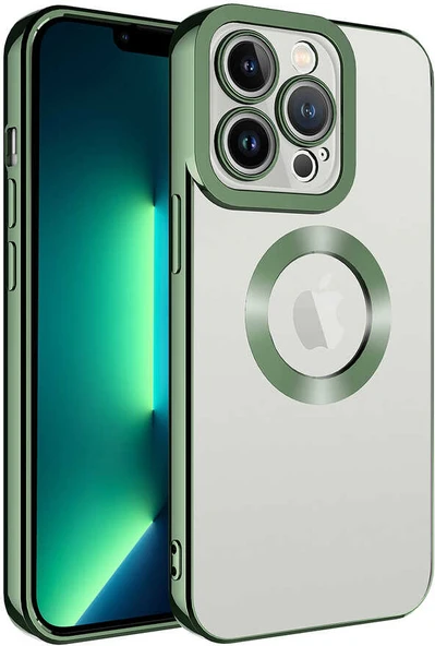 iPhone 12 Pro Uyumlu Kamera Korumalı Logo Gösteren Mnc Omega Kapak-Yeşil ürün görseli 1