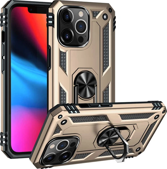 iPhone 13 Pro Max Uyumlu Mnc Vega Kapak-Gold ürün görseli 1