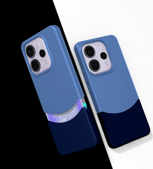 Redmi Note 14 4g Kılıf Mıknatıslı Mnc Duble Kapak - Lacivert ürün görseli 1