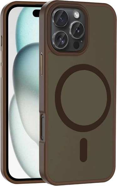 iPhone 16 Pro Max Kılıf Magsafe Şarj Özellikli Mat Arka Yüzey Mnc Sio Kapak-Rose Gold ürün görseli 1