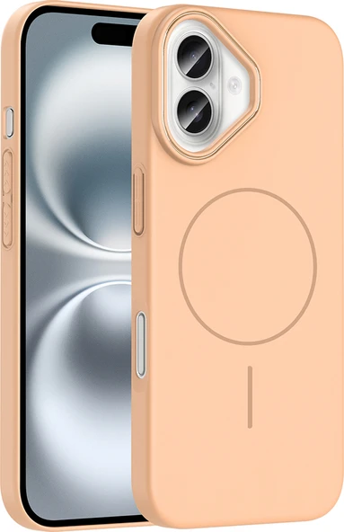 iPhone 16 Plus Kılıf Magsafe Şarj Özellikli Mnc Ruby Silikon Kapak - Desert Titanyum ürün görseli 1