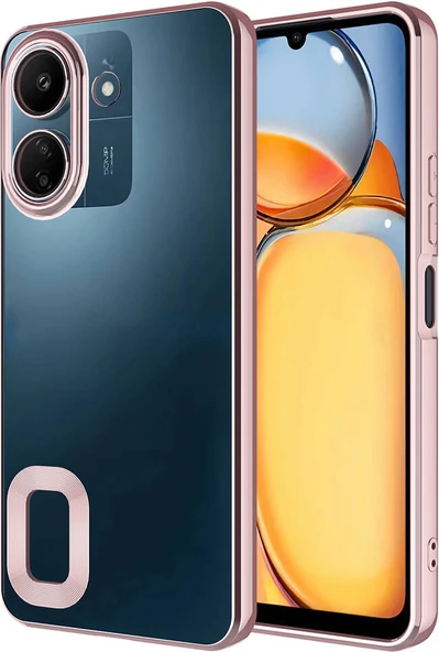 Xiaomi Poco C65 Kılıf Kamera Korumalı Logo Gösteren Mnc Omega Kapak-Rose Gold ürün görseli 1