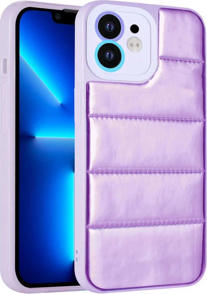iPhone 12 Uyumlu Kamera Korumalı Airbagli Renkli Mnc Seksek Kapak-Mor ürün görseli 1