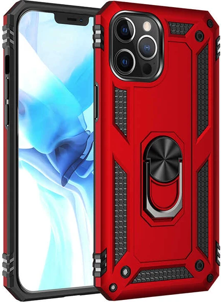 iPhone 12 Pro Max Uyumlu Mnc Vega Kapak-Kırmızı ürün görseli 1