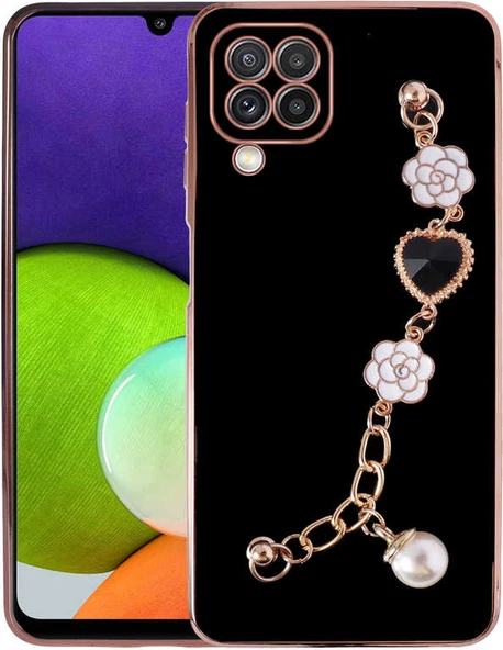 Galaxy A22 4g Kılıf El Tutamaçlı Kamera Korumalı Mnc Taka Silikon Kapak-Siyah ürün görseli 1