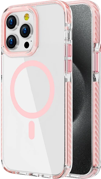 Apple iPhone 14 Pro Kılıf Magsafe Şarj Özellikli Airbagli Takılabilir Askı Aparatlı Mnc Nana Kapak-Pembe ürün görseli 1