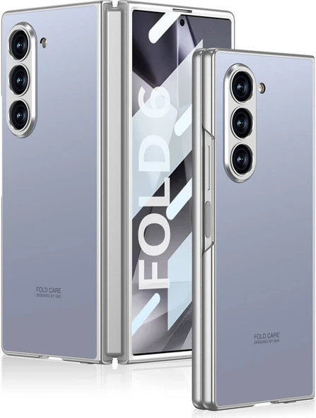 Galaxy Z Fold 6 Kılıf Titanyum Metal Tasarımlı Mnc Kıpta Caz Kapak-Mavi ürün görseli 1