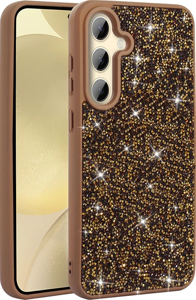 Galaxy A25 Kılıf Parlak Taşlı Tasarım Mnc Pırlanta Kapak - Gold ürün görseli 1