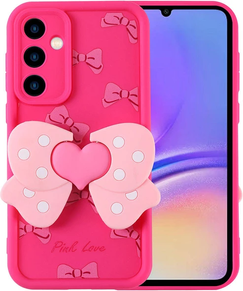 Galaxy A05S Kılıf Kamera Korumalı Figür Tasarımlı Mnc Kapya Kapak-Pembe Koyu ürün görseli 1