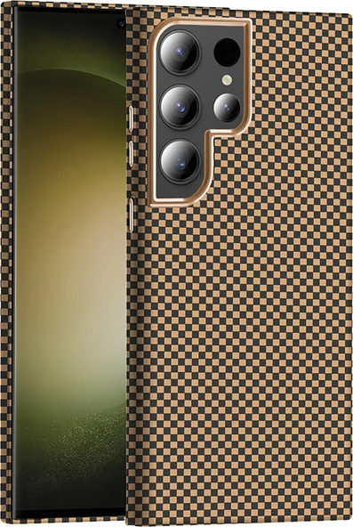 Galaxy S24 Ultra Kılıf M-Safe Şarj Özellikli Karbon Fiber Görünümlü Mnc Gros Kapak - Desert Titanyu ürün görseli 1