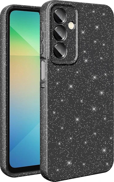 Galaxy A16 Kılıf Kamera Korumalı Simli Lüks Mnc Koton Kapak - Siyah ürün görseli 1