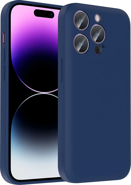 iPhone 14 Pro Kılıf Kamera Korumalı Kartlık Hazneli Mnc Vitra Kapak - Lacivert ürün görseli 1