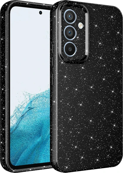 Galaxy S24 Fe Kılıf Kamera Korumalı Simli Lüks Mnc Koton Kapak - Siyah ürün görseli 1