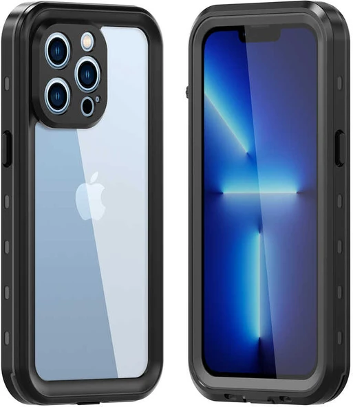 iPhone 13 Pro Uyumlu 1-1 Su Geçirmez Kılıf-Siyah ürün görseli 1